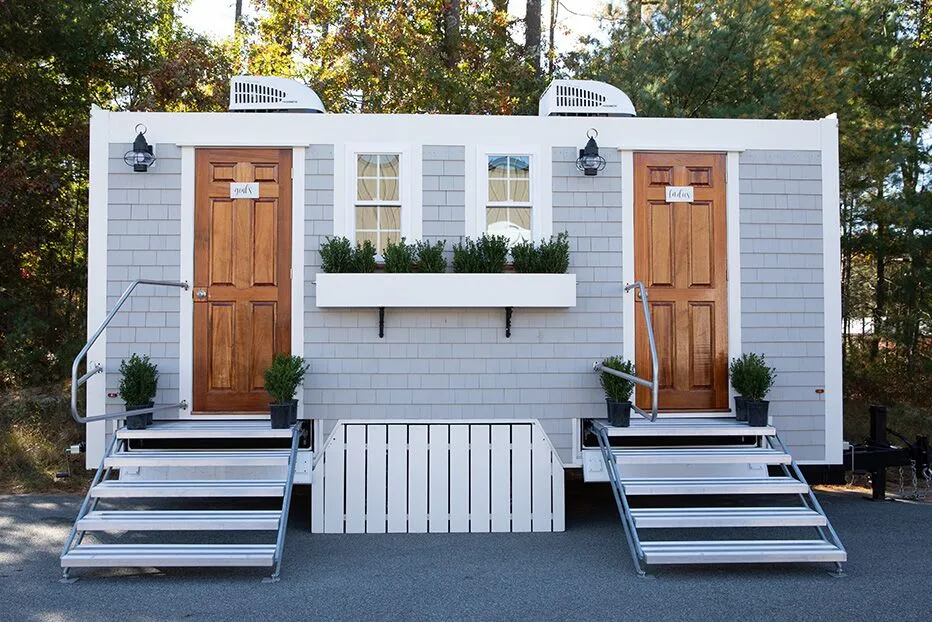 Wedding restroom units discretely staged at a venue in Rochester, New Hampshire